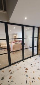 hinged glass doors