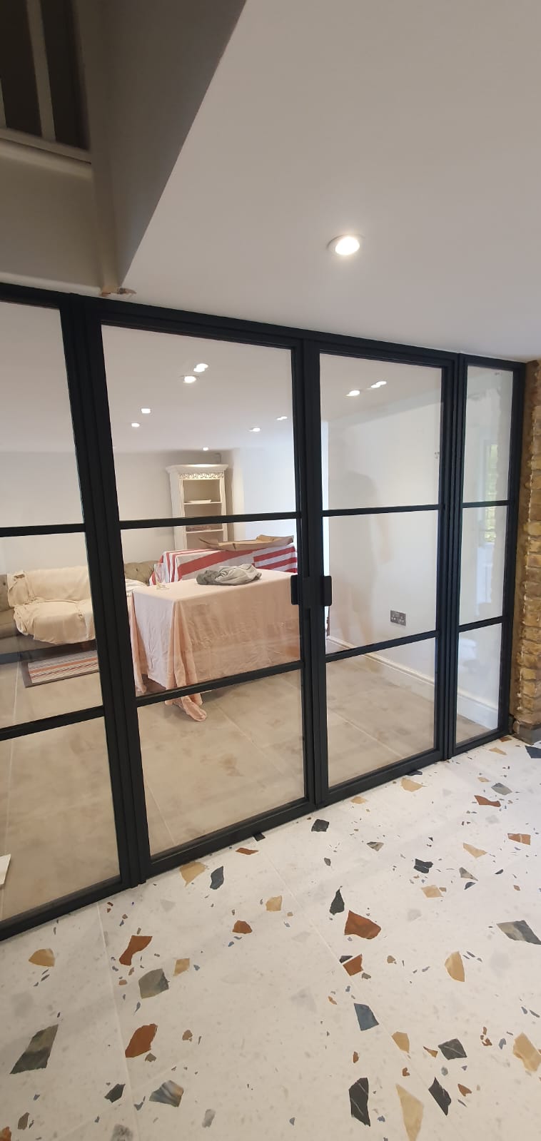 hinged glass doors