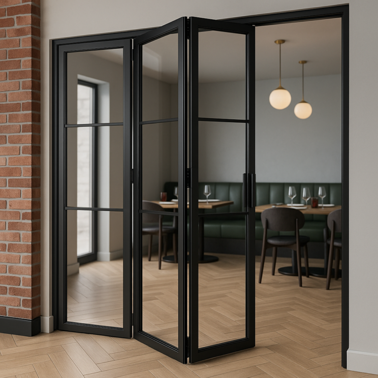 internal steel bifold door hospitality