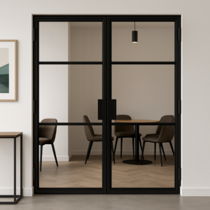 internal steel hinged doors in a commercial/ office setting