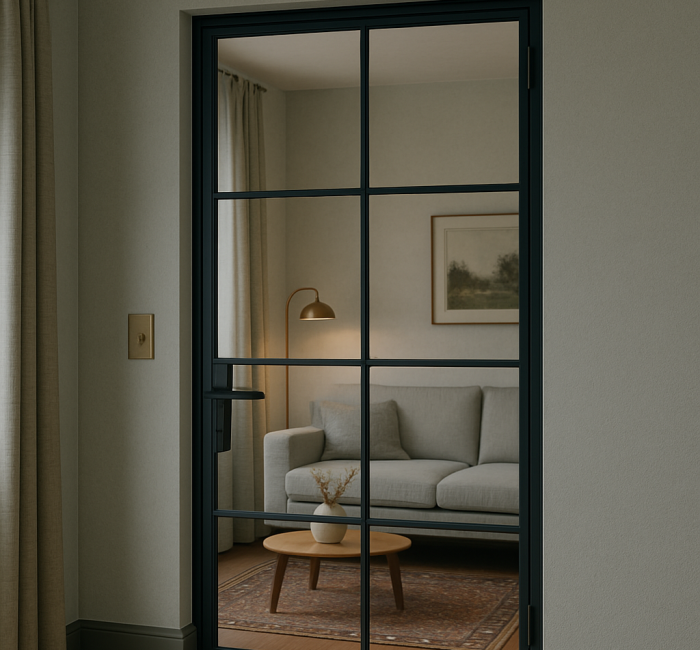 internal steel pivot doors