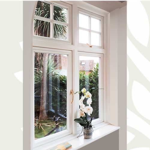Flower on timber windowsill