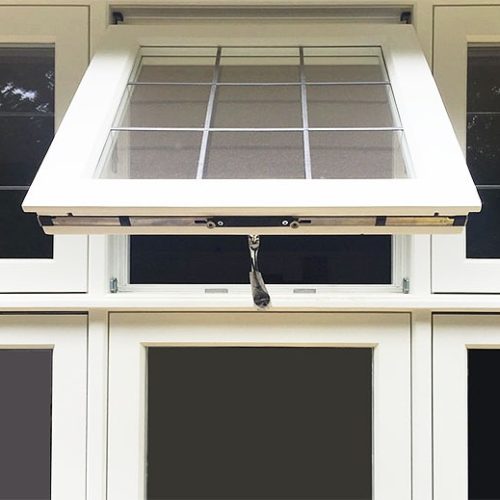 Timber window opening outside view