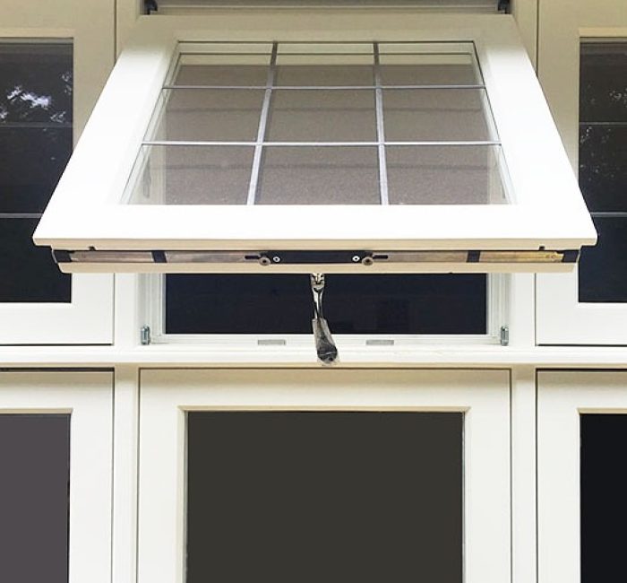 Timber window opening outside view